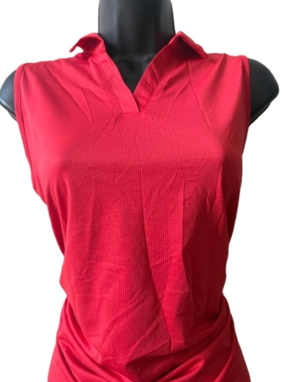 Women's Sleeveless Collared V-Neck Top in Red